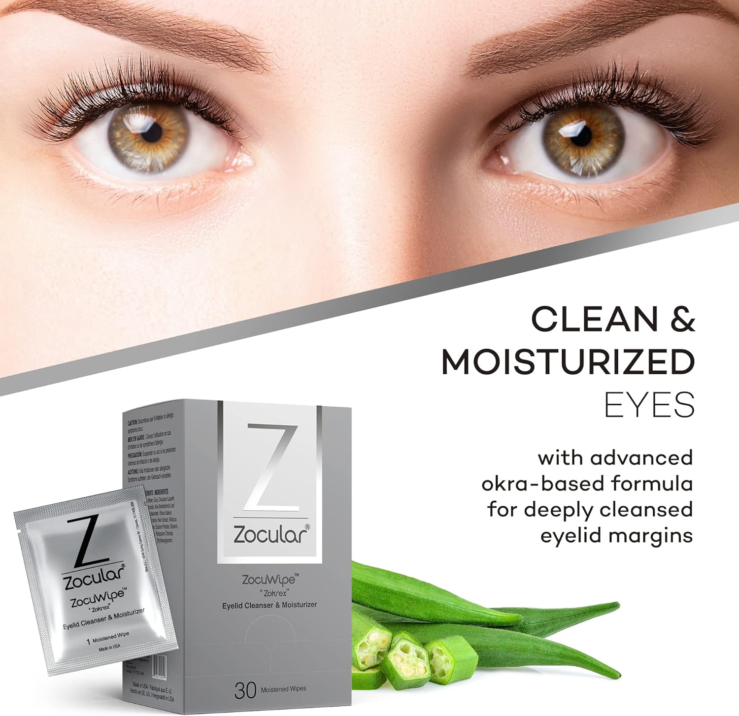 ZocuWipe Eyelid & Facial Foam Cleanser Towlettes (30 Pack)