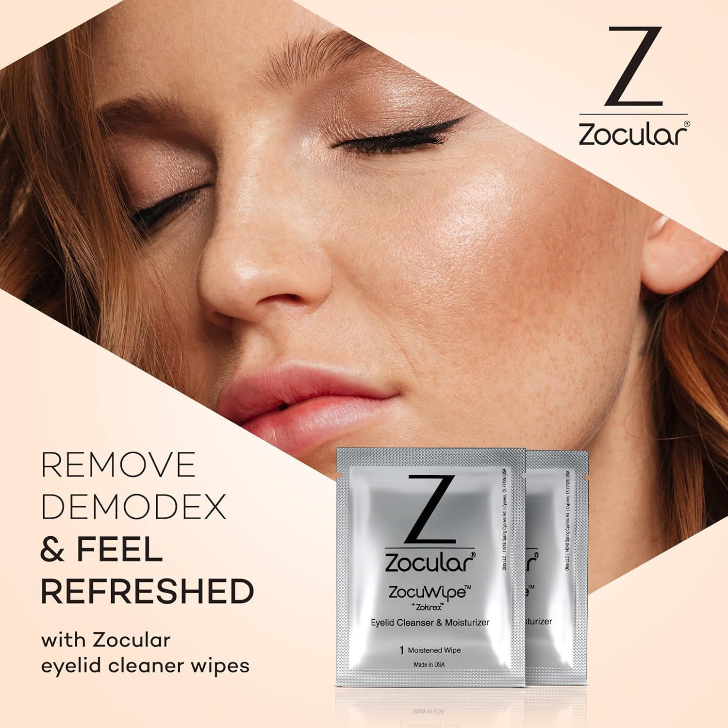 ZocuWipe Eyelid & Facial Foam Cleanser Towlettes (30 Pack)