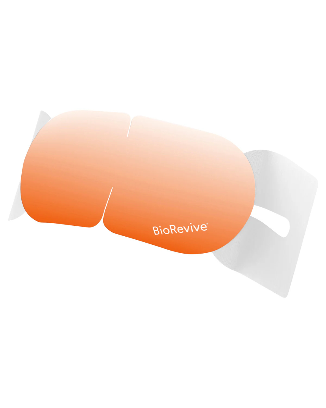Orange eye mask with 'BioRevive' branding on a white background