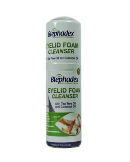 Blephadex Eyelid Foam Cleanser bottle on a white background