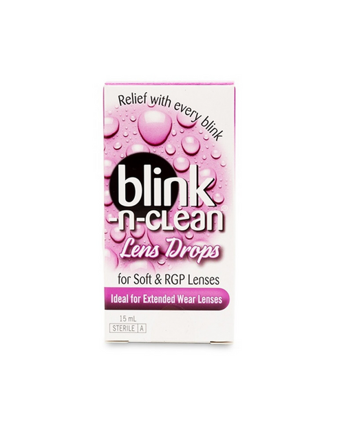 Box of blink-n-clean Lens Drops on a white background