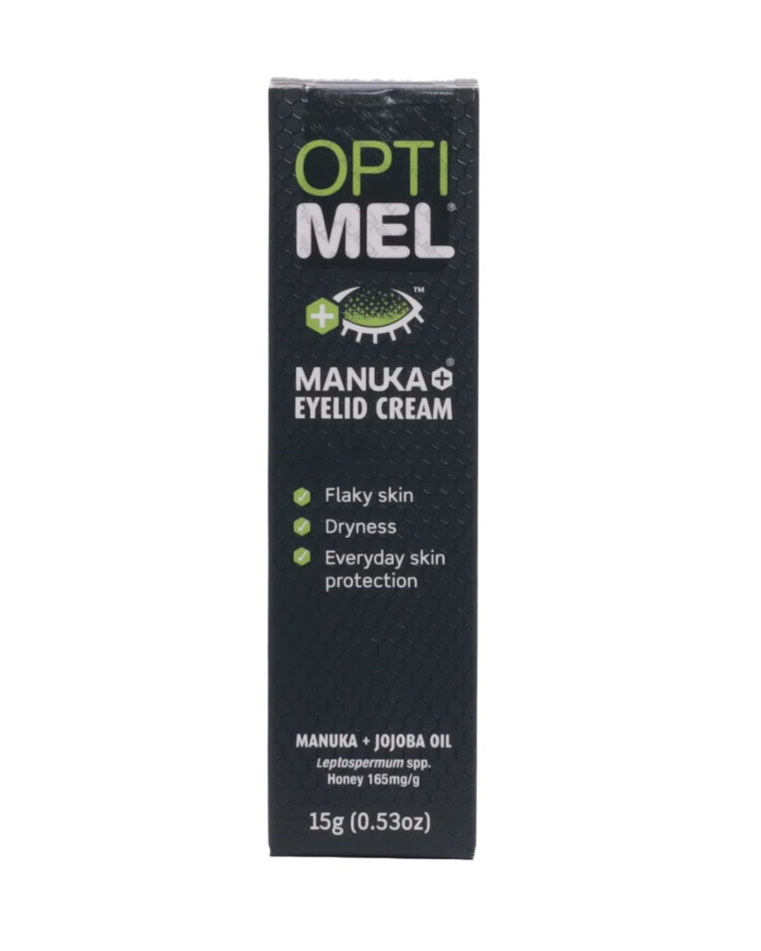 Opti Mel Manuka Eyelid Cream packaging on a white background