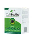 Box of Opti-Soothe eyelid wipes with green and white design on a white background