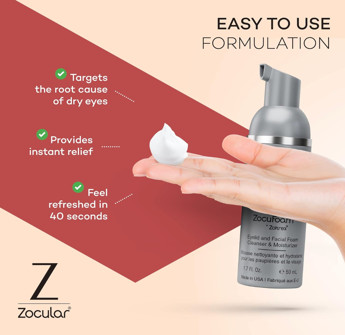 ZocuFoam Eyelid & Facial Foam Cleanser (50ml)