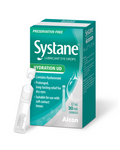 Systane Hydration Lubricant Eye Drops for dry eyes packaging with a dropper on a white background