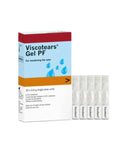 Box of Viscotears Gel PF with multiple single-dose units on a white background